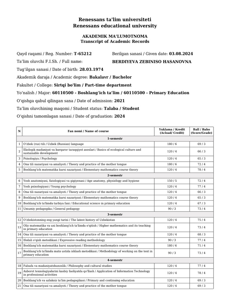 Transkript 475211101069 | PDF | Learning | Liberal Arts Education