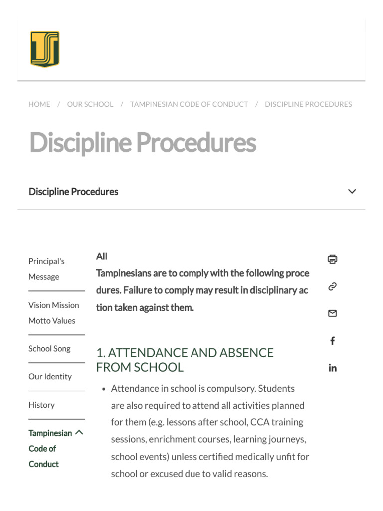 Tampinesian Discipline Procedures | PDF