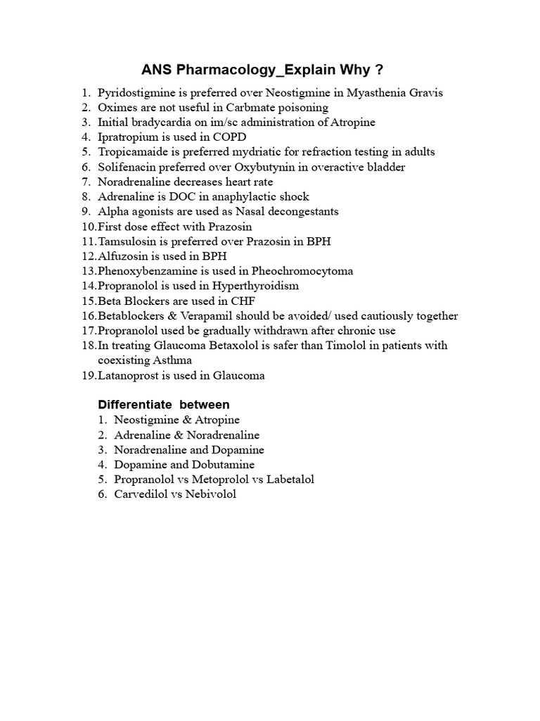 Key Pharmacology Insights and Comparisons | PDF