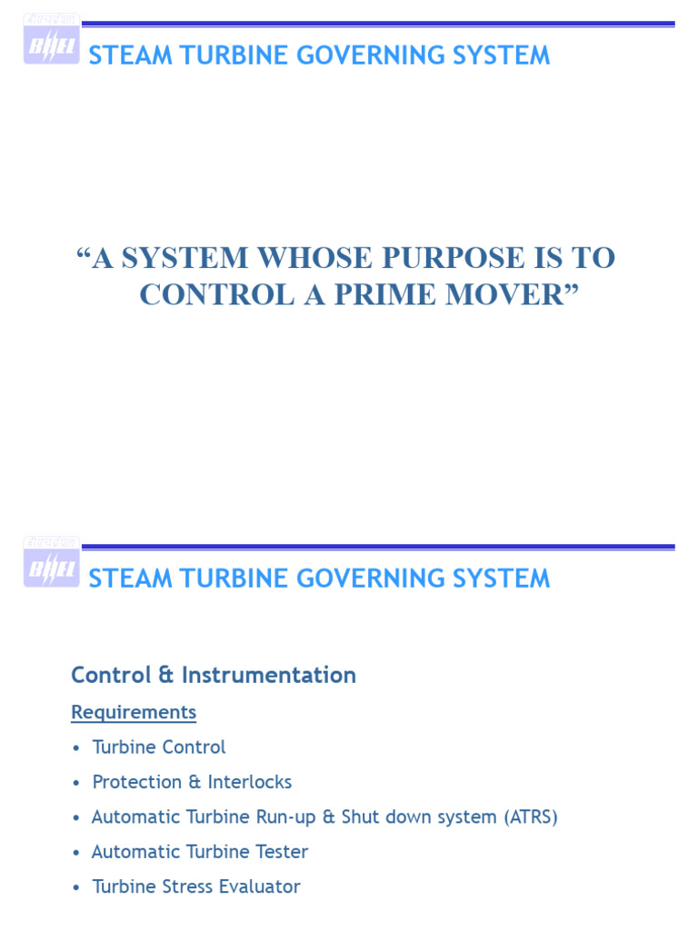 Steam Turbine Governing System Overview | PDF | Pump | Turbine