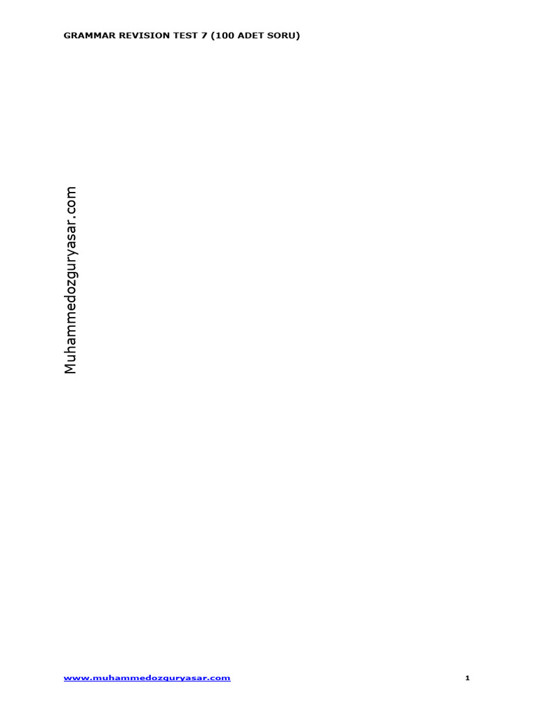 Grammar Revision Test 7: 100 Questions | PDF | Nile