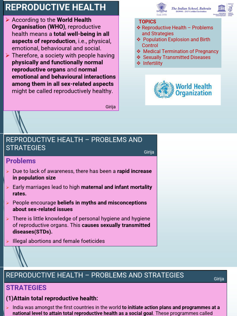 Reproductive Health: Issues & Solutions | PDF | Birth Control ...