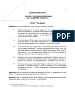 Codigo de Procedimientos Penales Para El Estado de Sinaloa