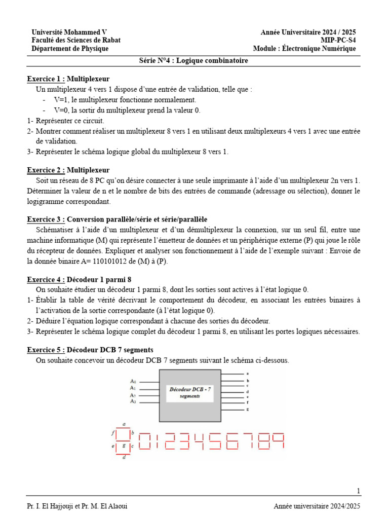 Décodeur 1 parmi 8 et Logique Combinatoire | PDF | Fonction logique ...