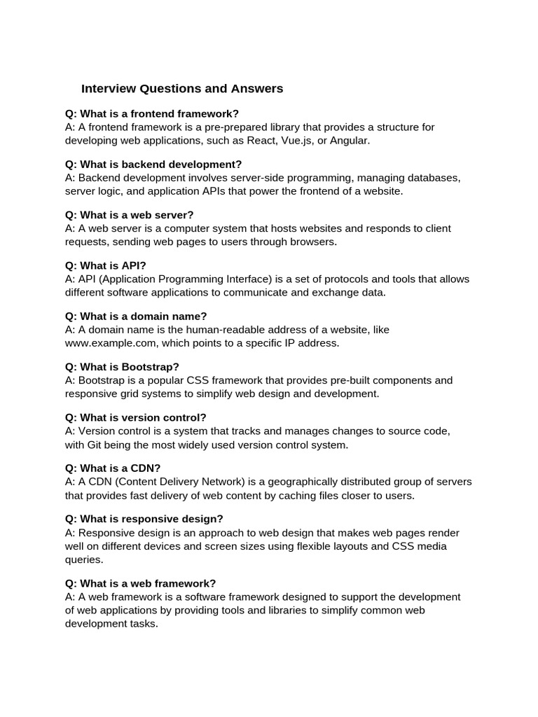 Essential Web Development Interview Q&A | PDF | World Wide Web ...