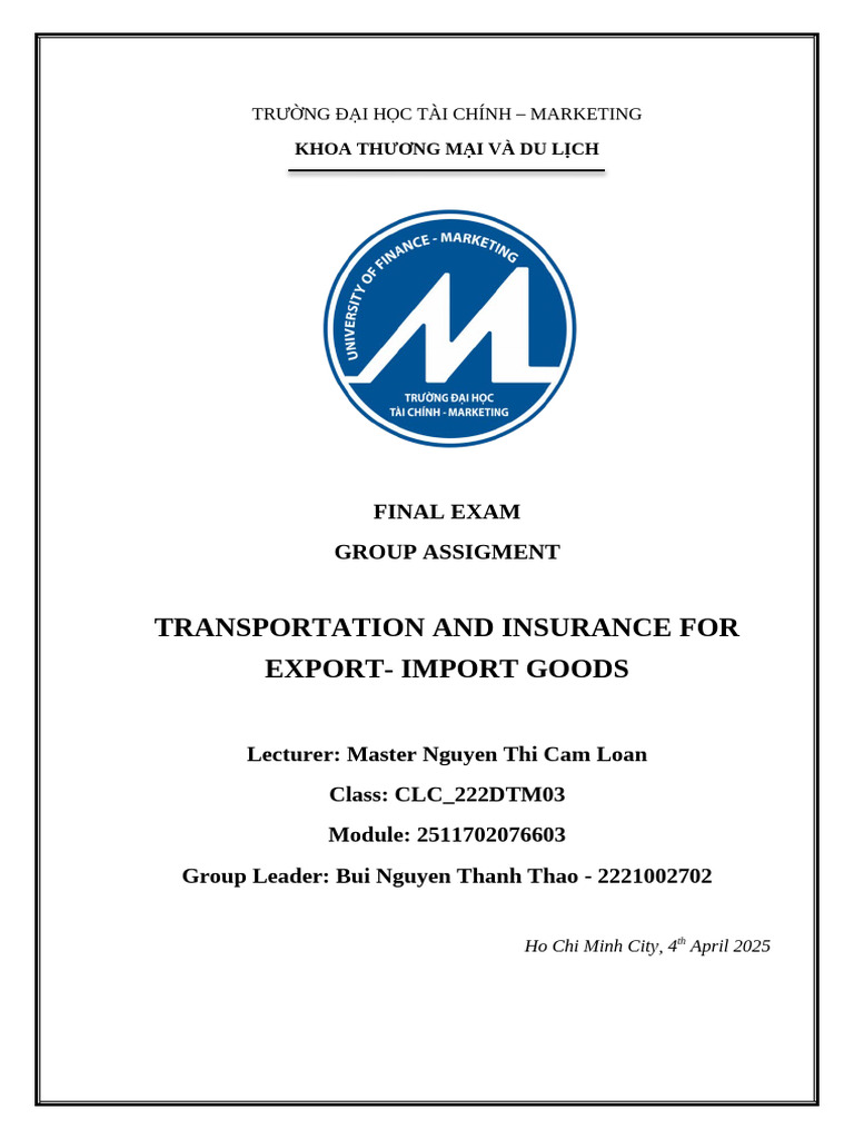 Transportation & Insurance for Exports | PDF | Insurance | Marine Salvage