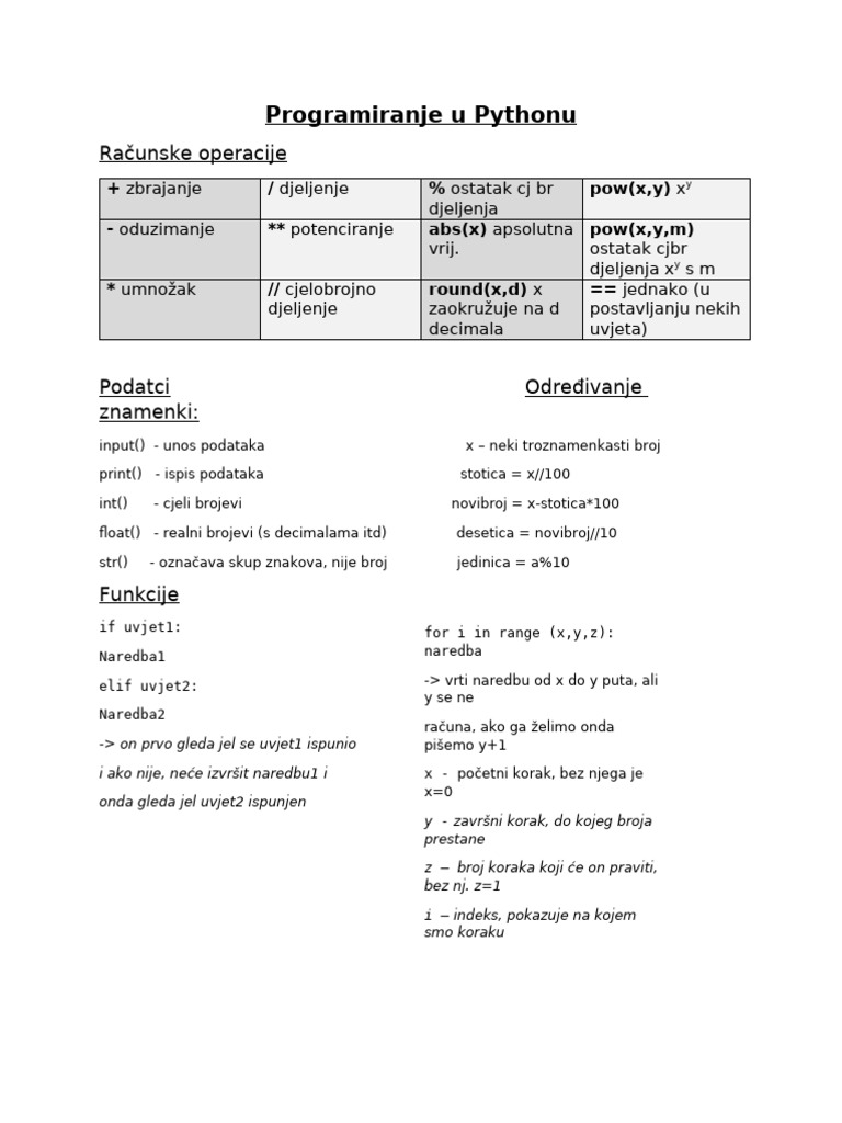 Python Pomoćna Skripta, 1. Razred | PDF