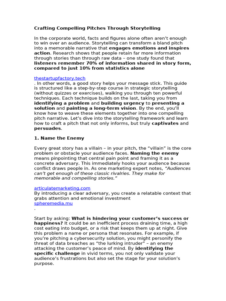 Mastering Pitches with Storytelling | PDF | Storytelling