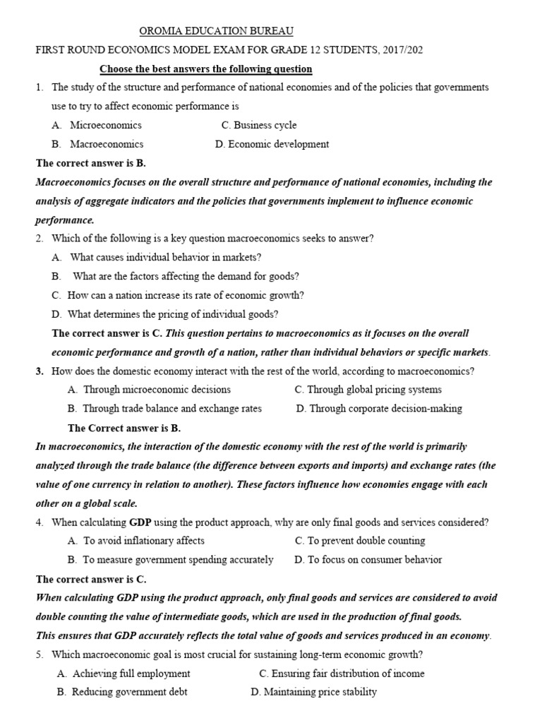 Macroeconomics Exam for Grade 12 Students | PDF | Fiscal Policy | Inflation