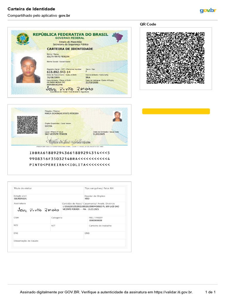 Carteira de Identidade Digital RG | PDF