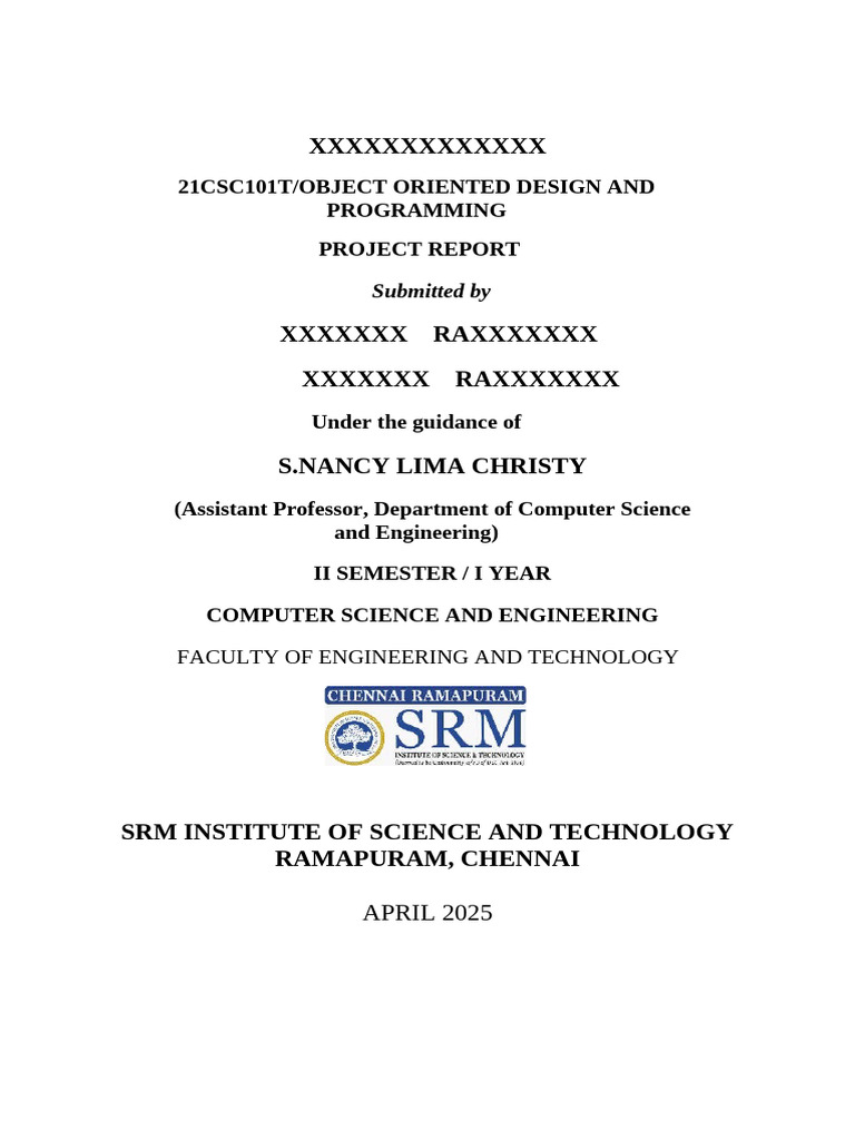 Oodp Project Report 2025 | PDF | Computer Engineering | Software ...