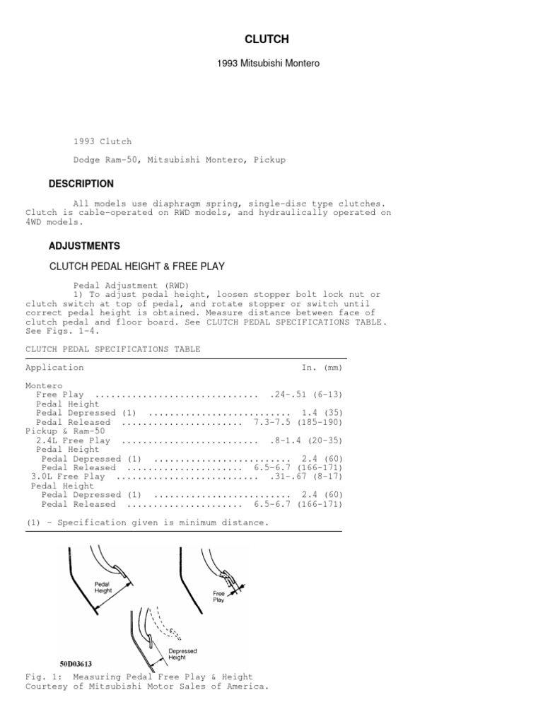 1993 Mitsubishi Montero Clutch Guide | PDF | Clutch | Nut (Hardware)