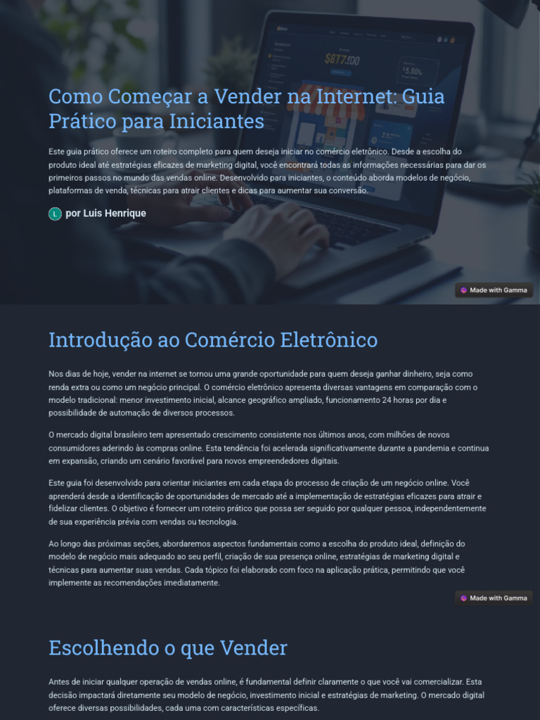 Guia Prático para Vendas Online Iniciantes | PDF | Marketing | E-commerce