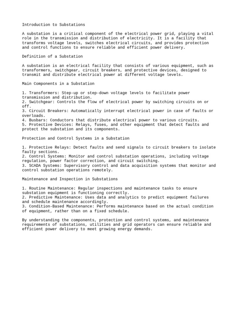Substation Overview: Components & Types | PDF | Electric Power ...