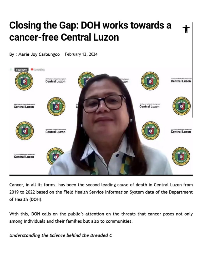 Closing The Gap - DOH Works Towards A Cancer-Free Central Luzon ...
