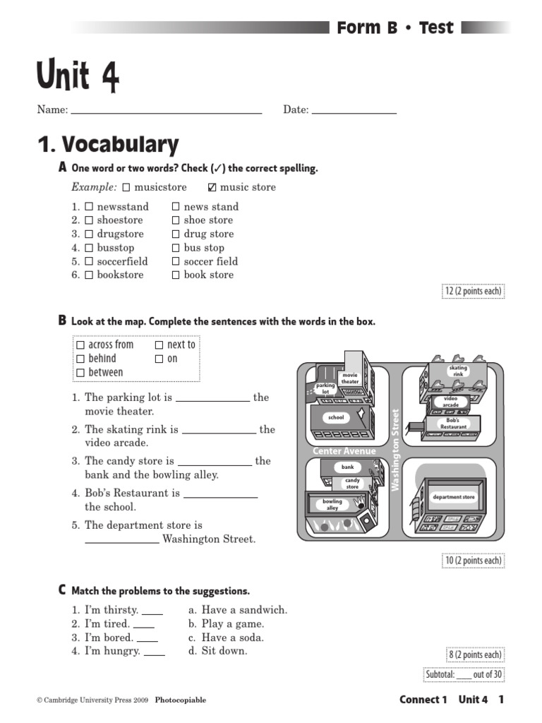 B4 English Test: Unit 4 Assessment | PDF