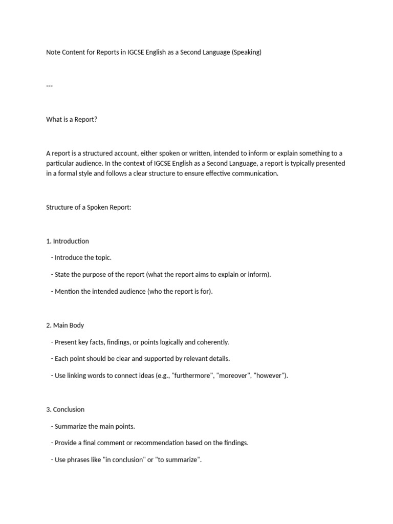 IGCSE ESL Report and Vocabulary Guide | PDF | Social Media | Popular ...