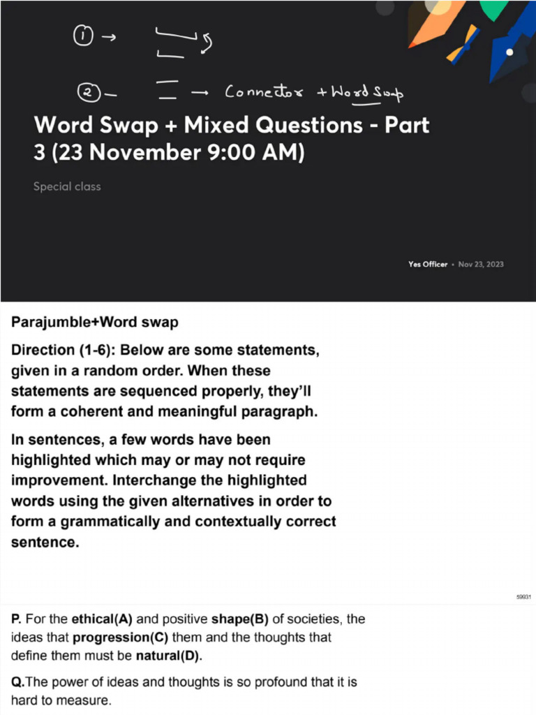 PERFECTION 1 0 Word Swap + Mixed Questions Part 3 23rd November | PDF
