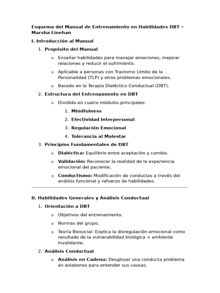 Manual de Entrenamiento en Habilidades DBT | PDF | Las emociones ...