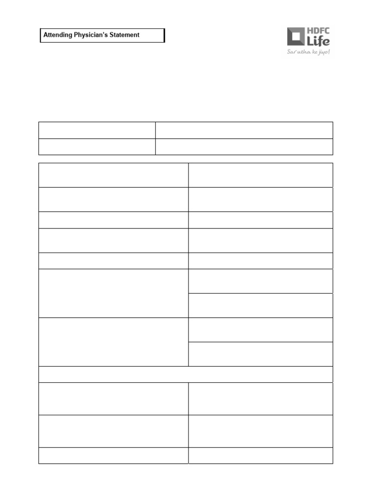 Attending Physician's Statement Form | PDF | Physician | Clinical Medicine
