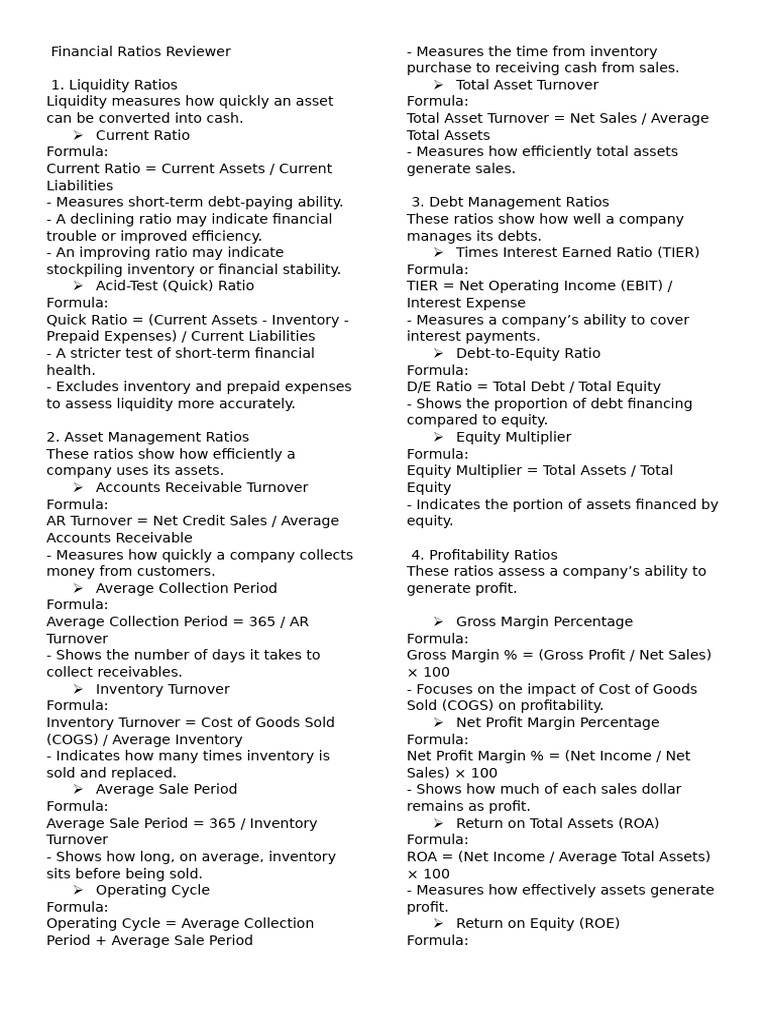 Financial Ratios Reviewer | PDF | Dividend | Equity (Finance)
