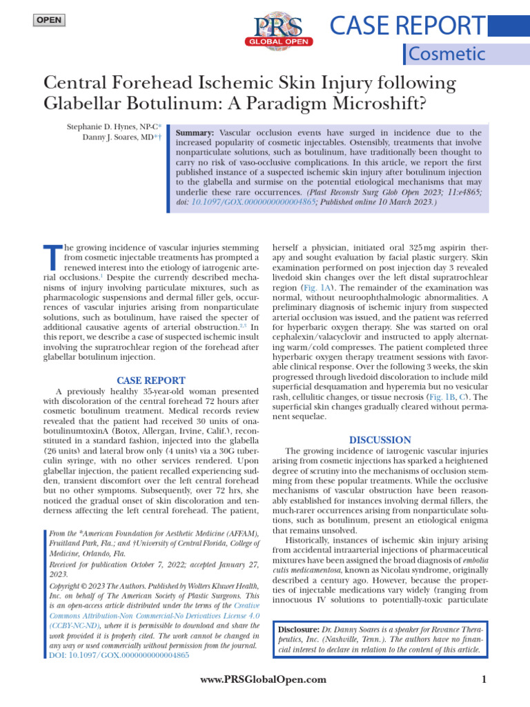 Central Forehead Ischemic Skin Injury Following.30 | PDF | Ischemia ...