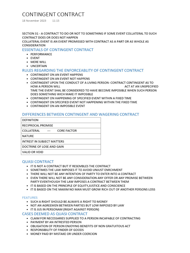 Contingent Contracts Explained | PDF