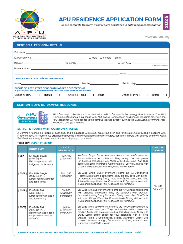 E2025 Apuresidenceform Pdf Bathroom Kitchen