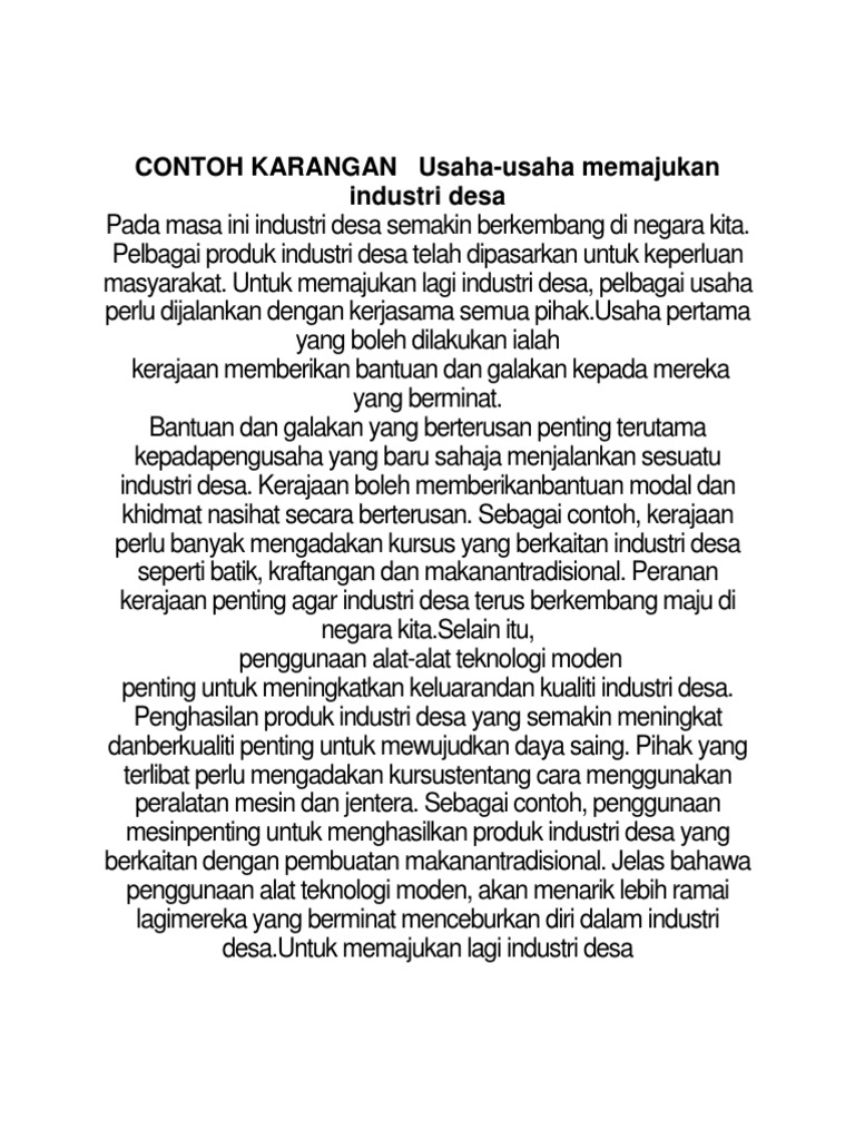 Contoh Karangan Usaha Memajukan Industri Desa