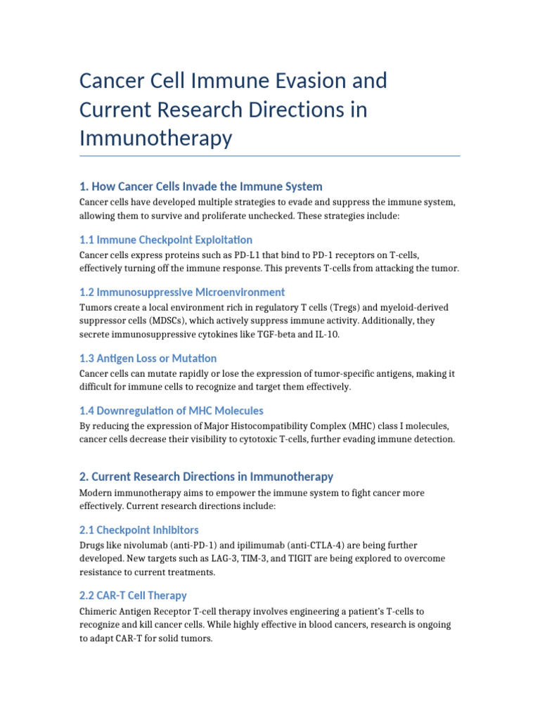 Cancer Immunotherapy Research | PDF | Immune System | T Cell