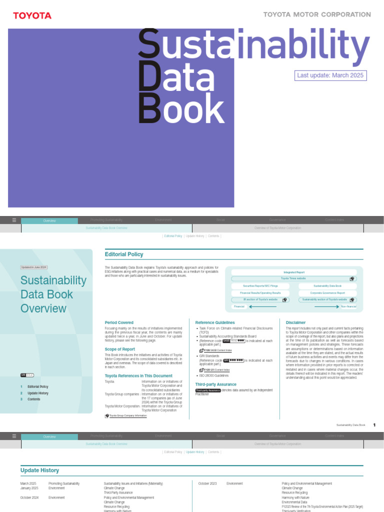 Toyota Sustainability Data Book 2025 | PDF | Sustainability | Economies