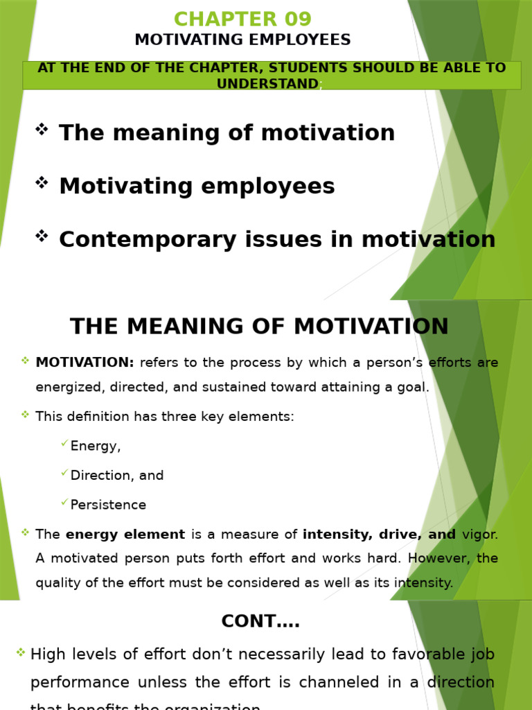 CH 09 Motivating Employees | PDF | Motivation | Motivational