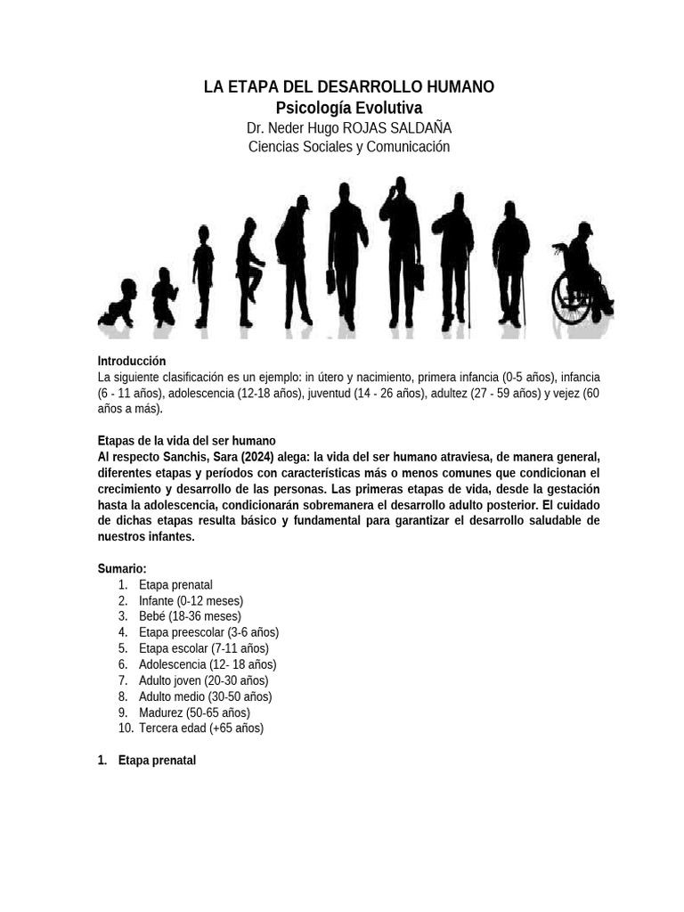 Etapas del Desarrollo Humano | PDF | Adultos | Sicología