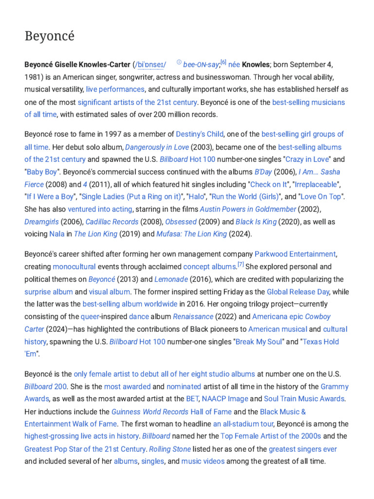 Beyoncé: Iconic Career Overview | PDF | Beyoncé