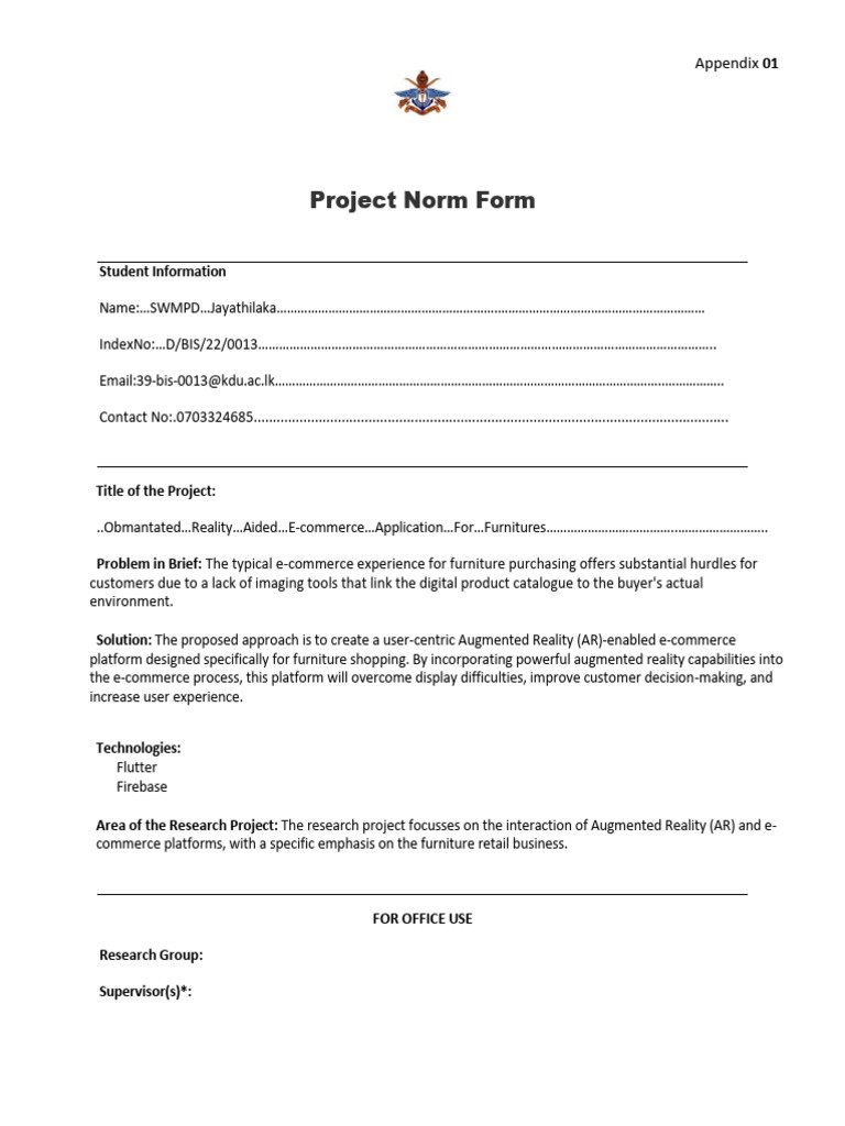 Appendix 01 Project Norm Form | PDF