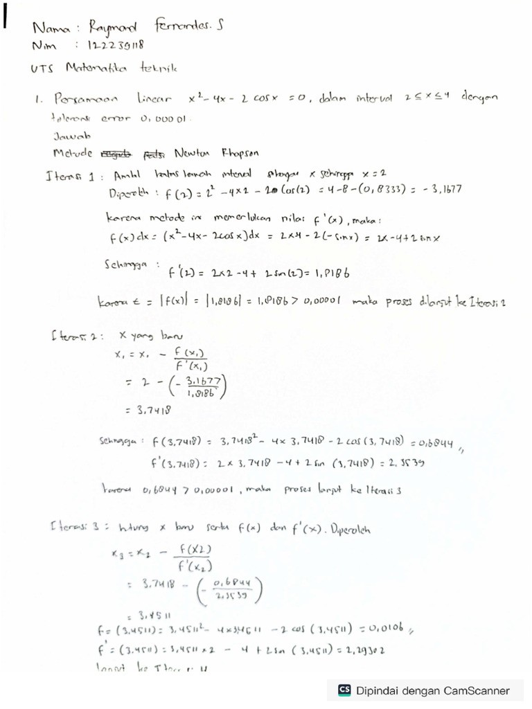 Uts Matematika Teknik 122239118 Pdf