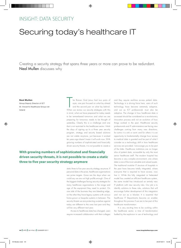 Securing Today's Healthcare IT Hospital | PDF | Health Care | Strategic ...