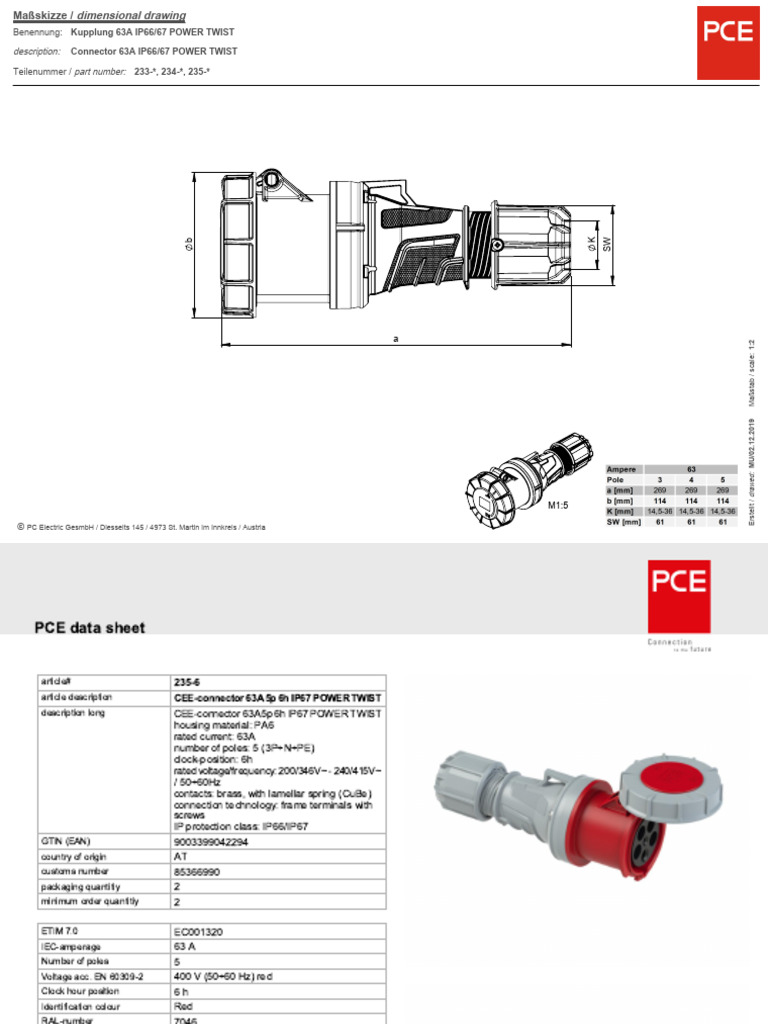 63A IP66/67 POWER TWIST Connectors | PDF | Electrical Connector ...