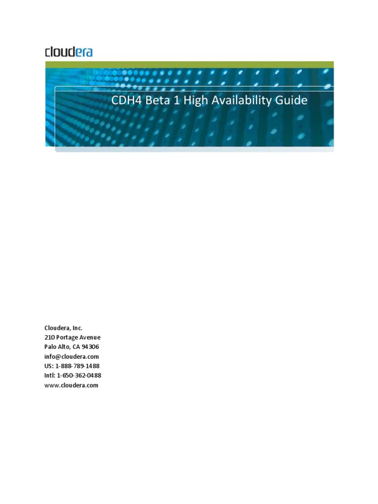 CDH4 High Availability Guide b1 | PDF | Apache Hadoop | Computer Cluster