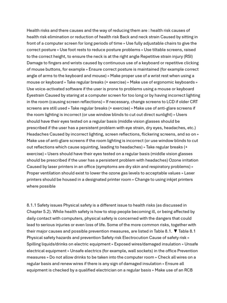Health risks and there causes and the way of reducing them are | PDF ...