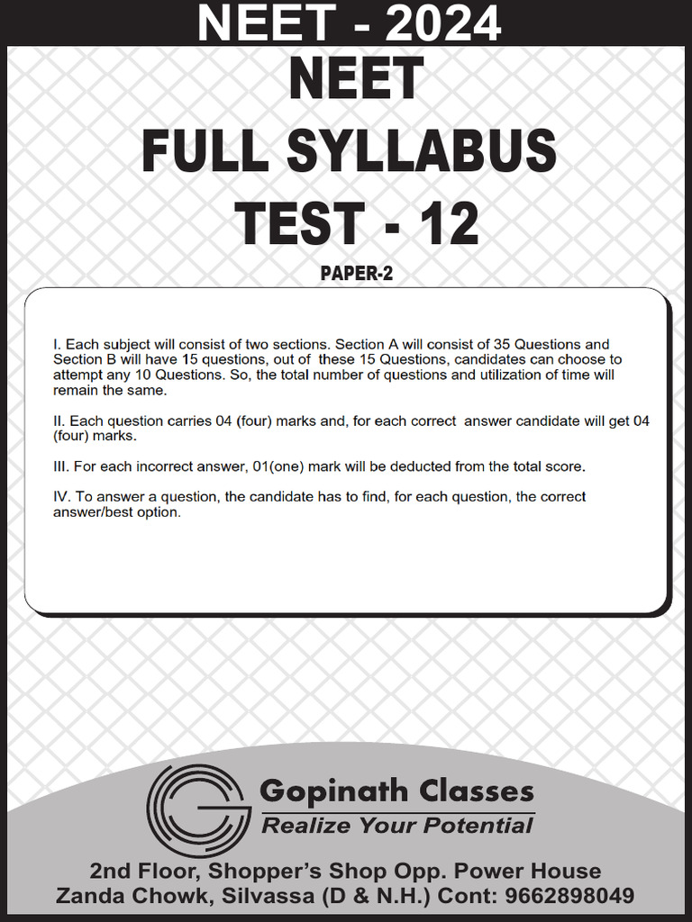 NEET FST-12 PAPER-2 QPanswer | PDF