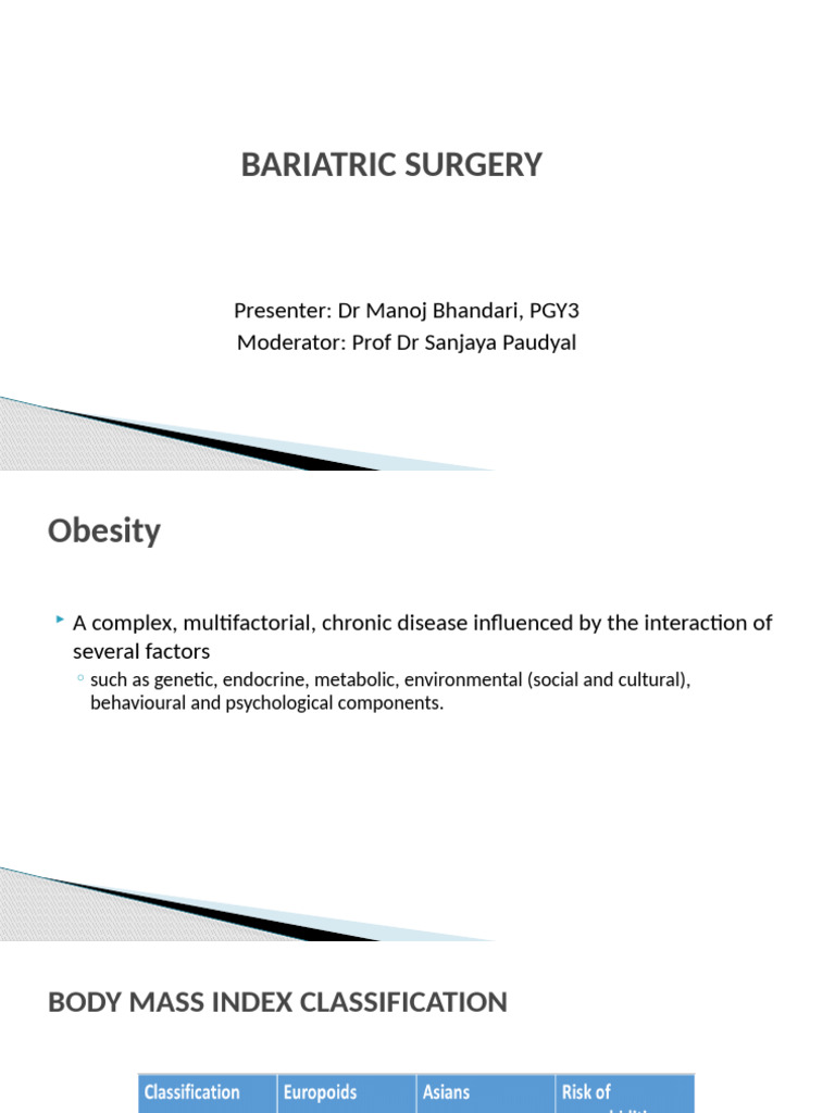 Bariatric Surgery Overview by Dr. Bhandari | PDF | Obesity | Bariatric ...