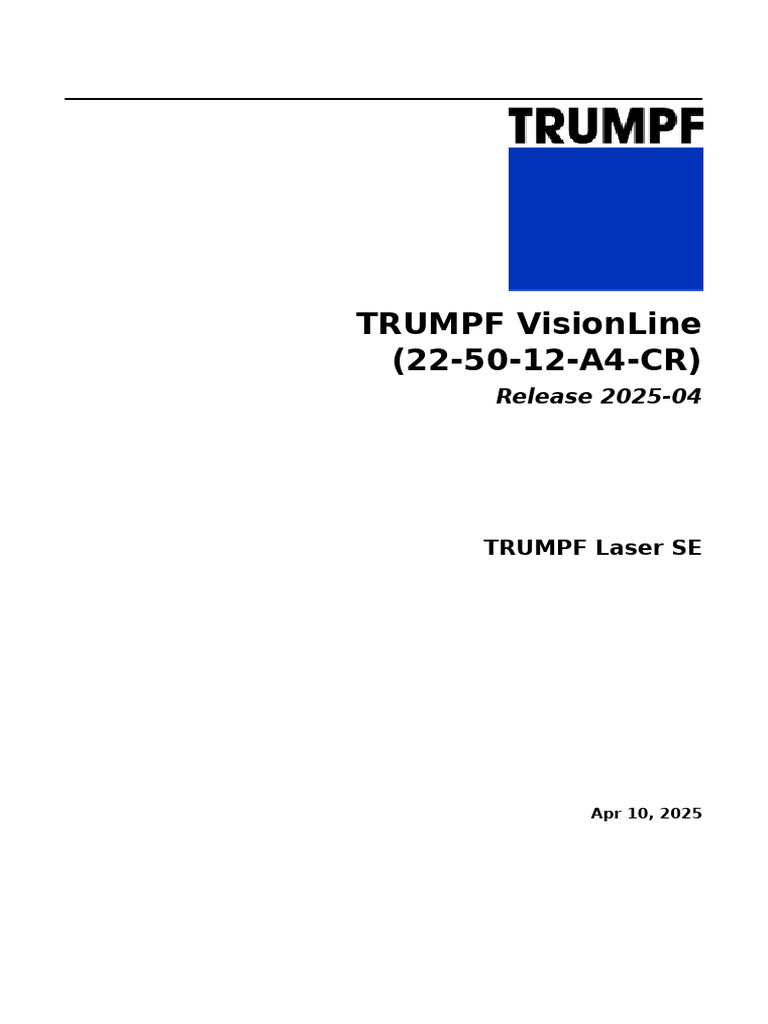 TRUMPF VisionLine Software Manual | PDF | Computing | Computer Engineering