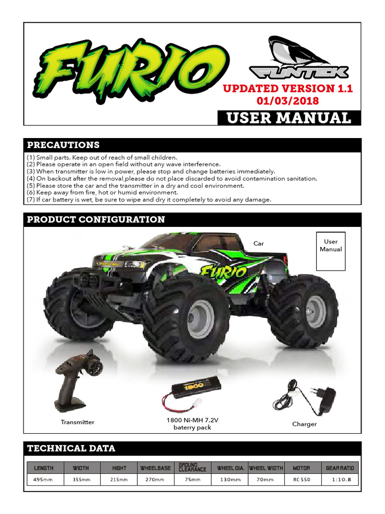 FUNTEK FURIO R/C Car User Manual | PDF | Vehicle Technology ...