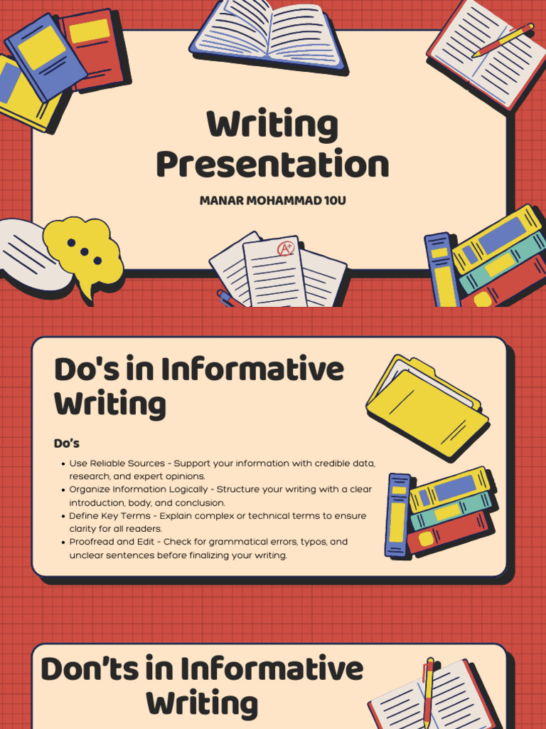 Writing Informative Texts Education Presentation in Blue and Orange ...