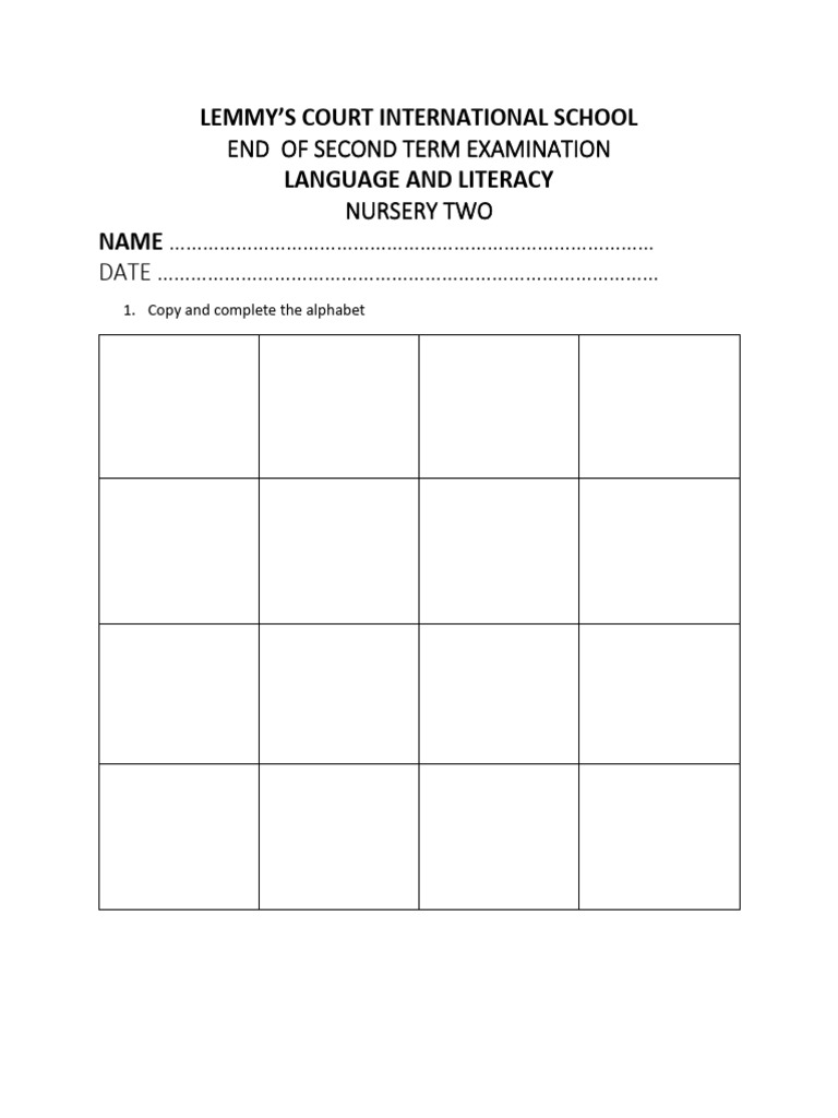 Nursery Exam Papers Overview | PDF
