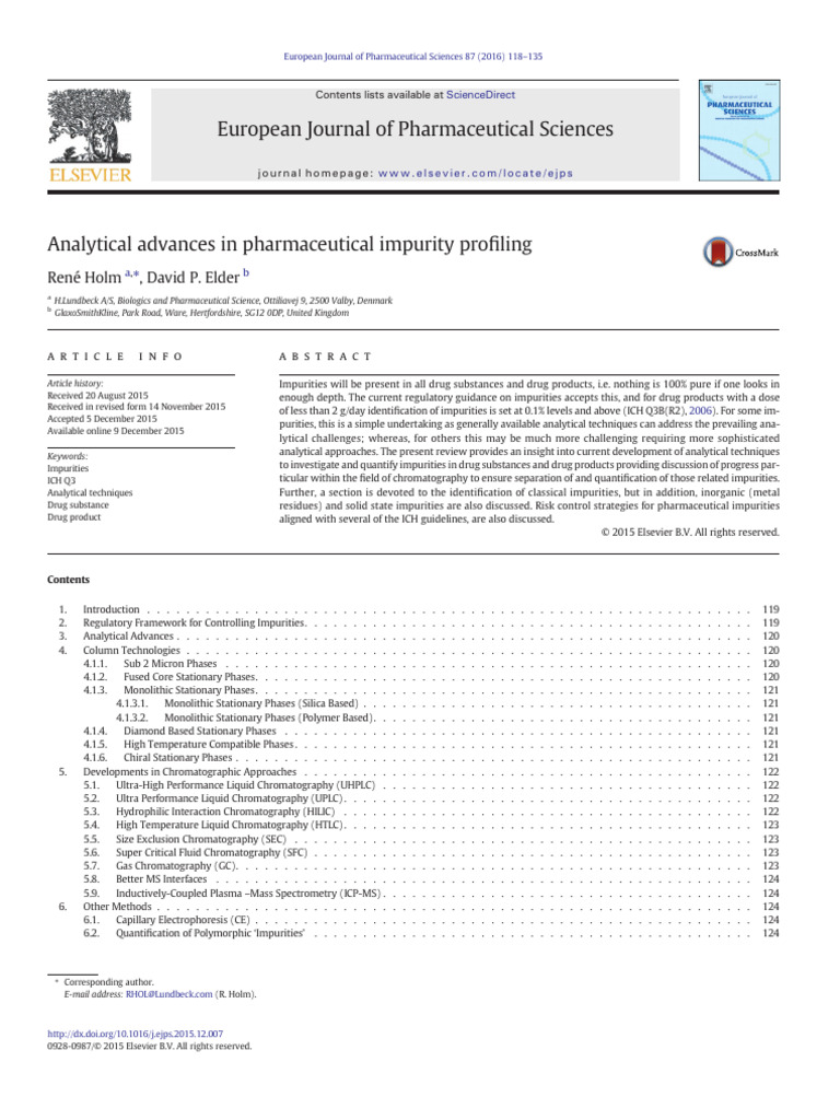 Advances in Drug Impurity Profiling | PDF | High Performance Liquid ...