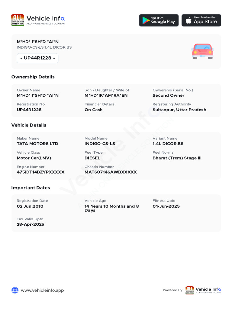 Vehicle Ownership and Details Report | PDF