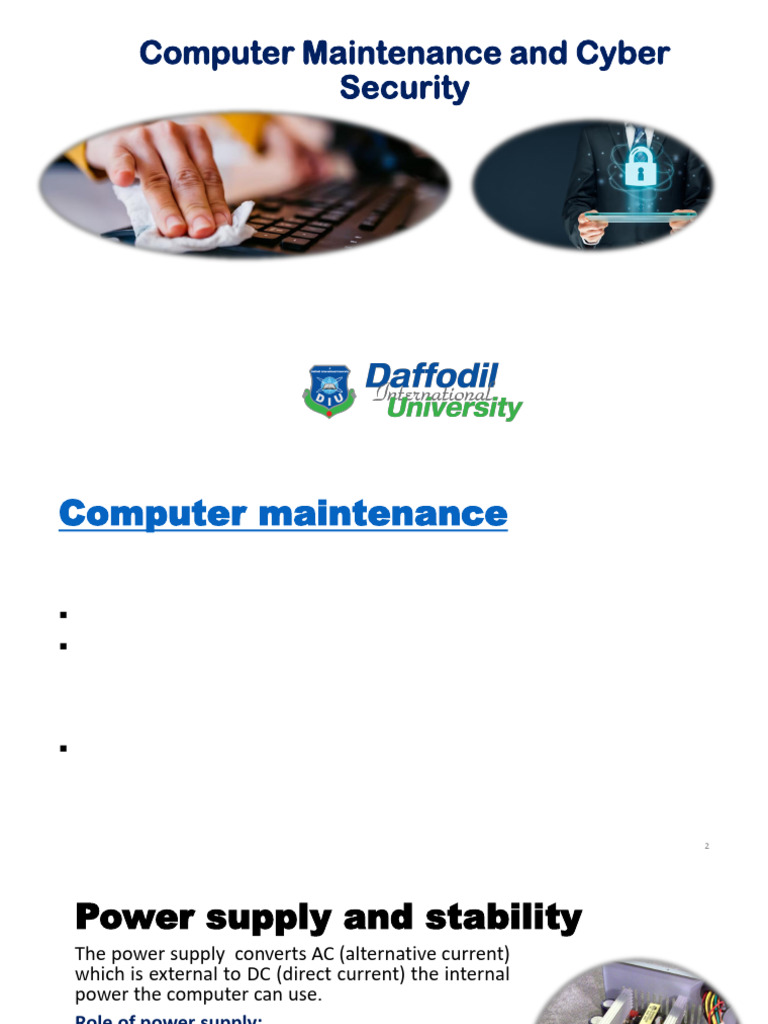 Computer Maintenance & Cybersecurity Guide | PDF | Power Supply ...