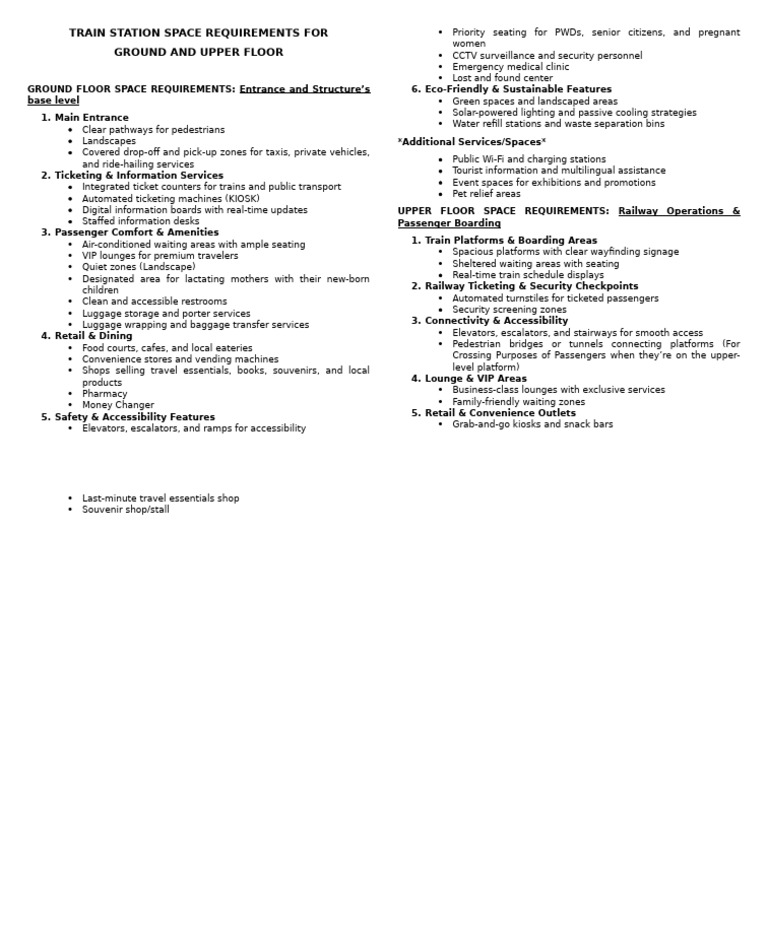 Train Station Space Requirements Guide | PDF | Baggage | Transport